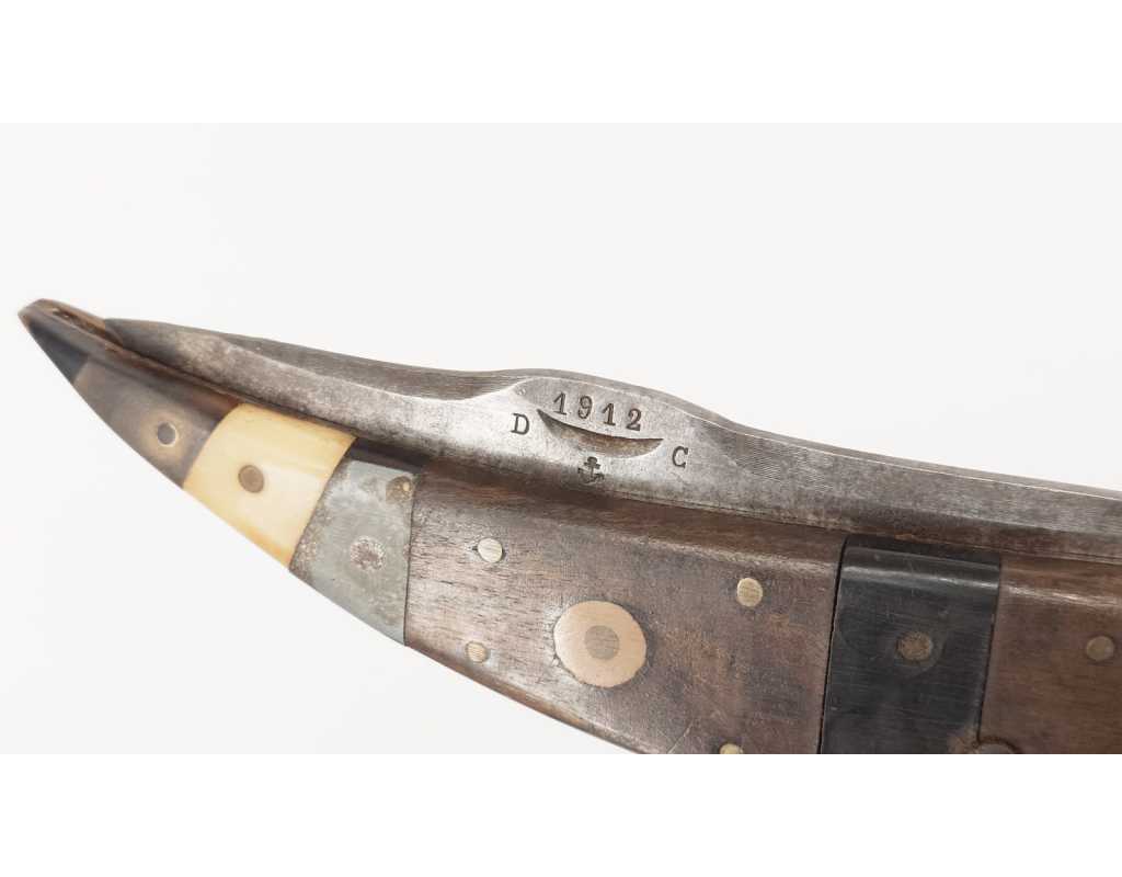 Coutellerie FORT COUTEAU PLIANT ANCRE DE MARINE DATÉ 1912 - FRANCE XIXè 37645-6 - 3