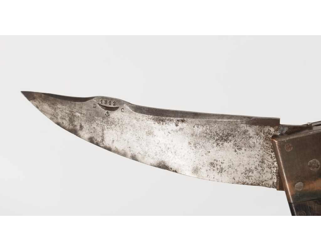Coutellerie FORT COUTEAU PLIANT ANCRE DE MARINE DATÉ 1912 - FRANCE XIXè 37645-6 - 7