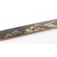 Art du Japon KOZUKA ACCESSOIRE DE SABRE JAPONAIS MONT FUJI ET PINS - 2