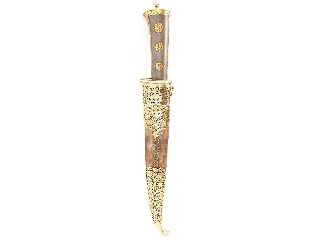 Armes Blanches POIGNARD TURQUIE OTTOMANE OU IRAN QAJAR XIXè DAMAS WOOTZ PERSAN ET KOFTGARI EN OR 135302.2 - 7