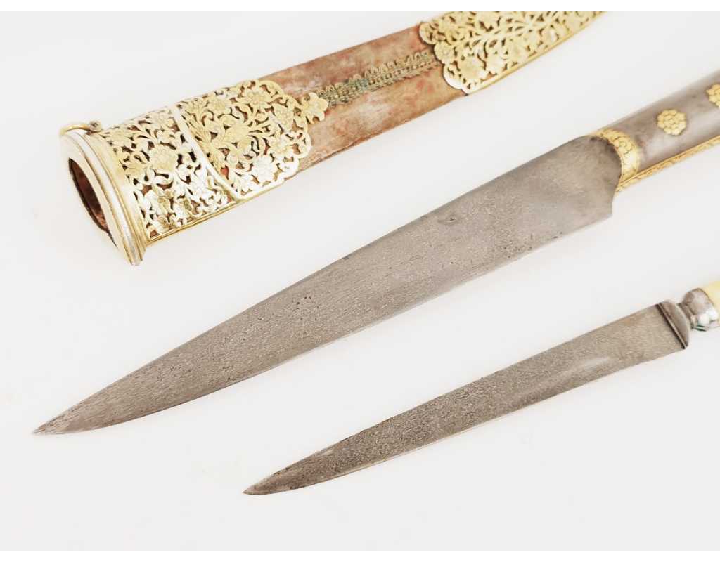 Armes Blanches POIGNARD TURQUIE OTTOMANE OU IRAN QAJAR XIXè DAMAS WOOTZ PERSAN ET KOFTGARI EN OR 135302.2 - 23