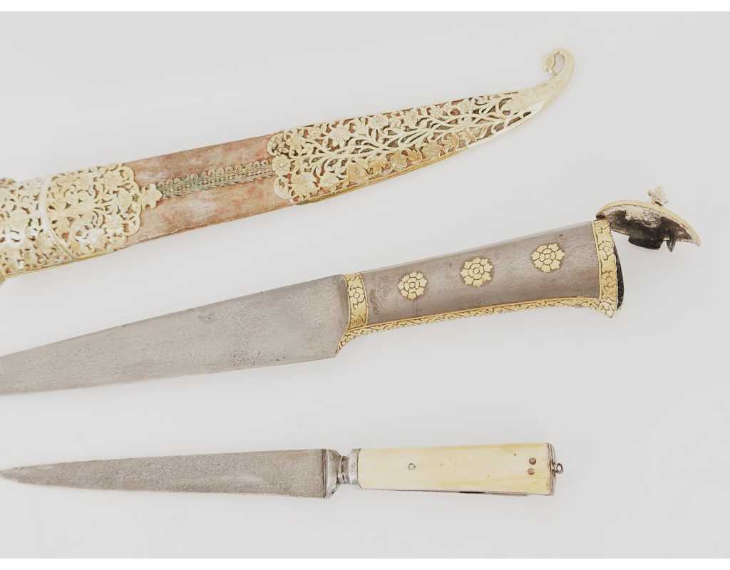 Armes Blanches POIGNARD TURQUIE OTTOMANE OU IRAN QAJAR XIXè DAMAS WOOTZ PERSAN ET KOFTGARI EN OR 135302.2 - 24