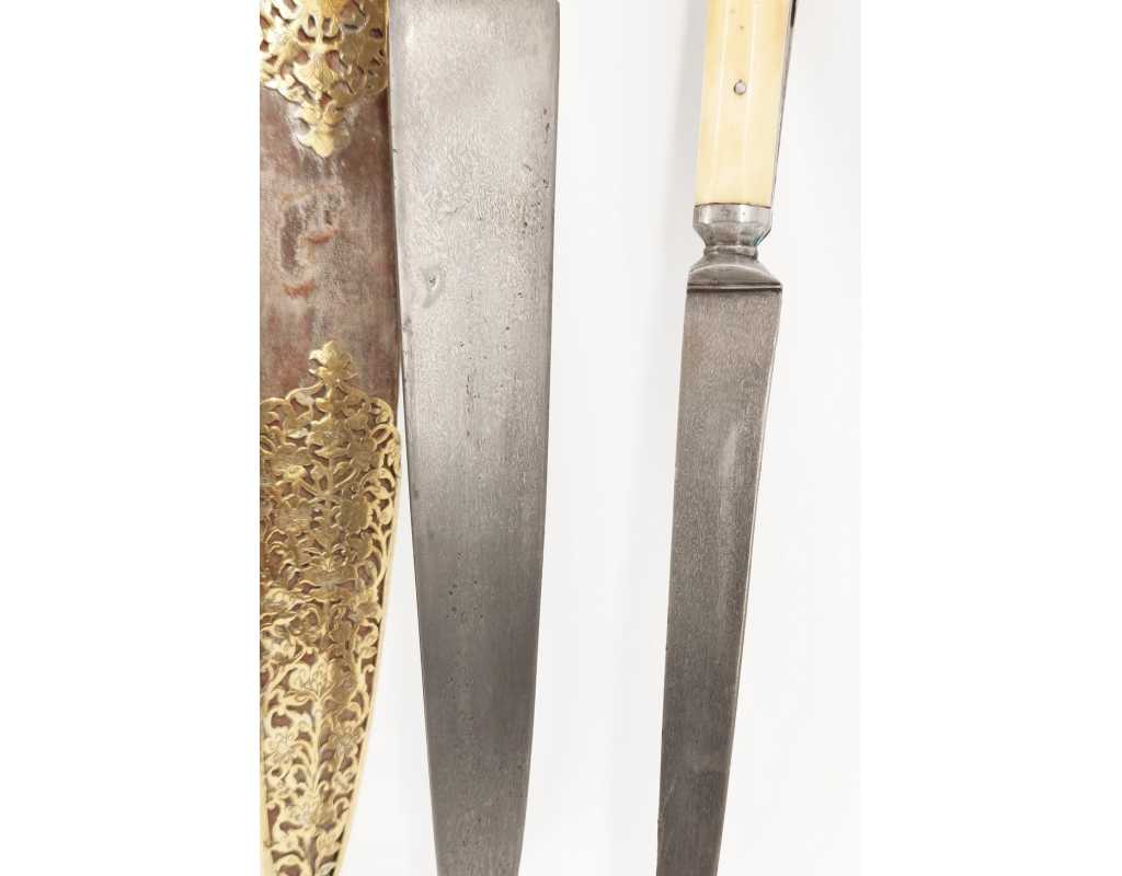 Armes Blanches POIGNARD TURQUIE OTTOMANE OU IRAN QAJAR XIXè DAMAS WOOTZ PERSAN ET KOFTGARI EN OR 135302.2 - 5