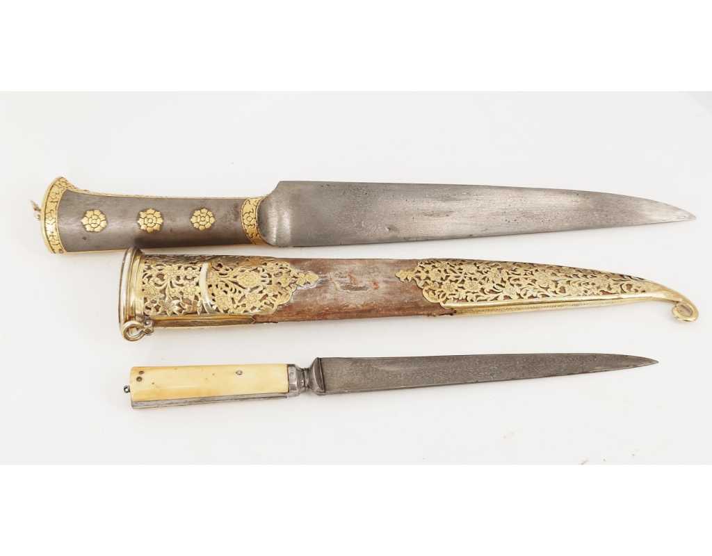 Armes Blanches POIGNARD TURQUIE OTTOMANE OU IRAN QAJAR XIXè DAMAS WOOTZ PERSAN ET KOFTGARI EN OR 135302.2 - 26