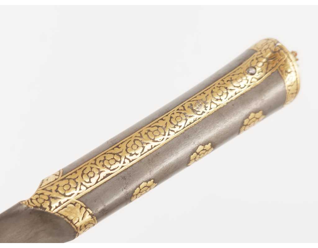 Armes Blanches POIGNARD TURQUIE OTTOMANE OU IRAN QAJAR XIXè DAMAS WOOTZ PERSAN ET KOFTGARI EN OR 135302.2 - 13