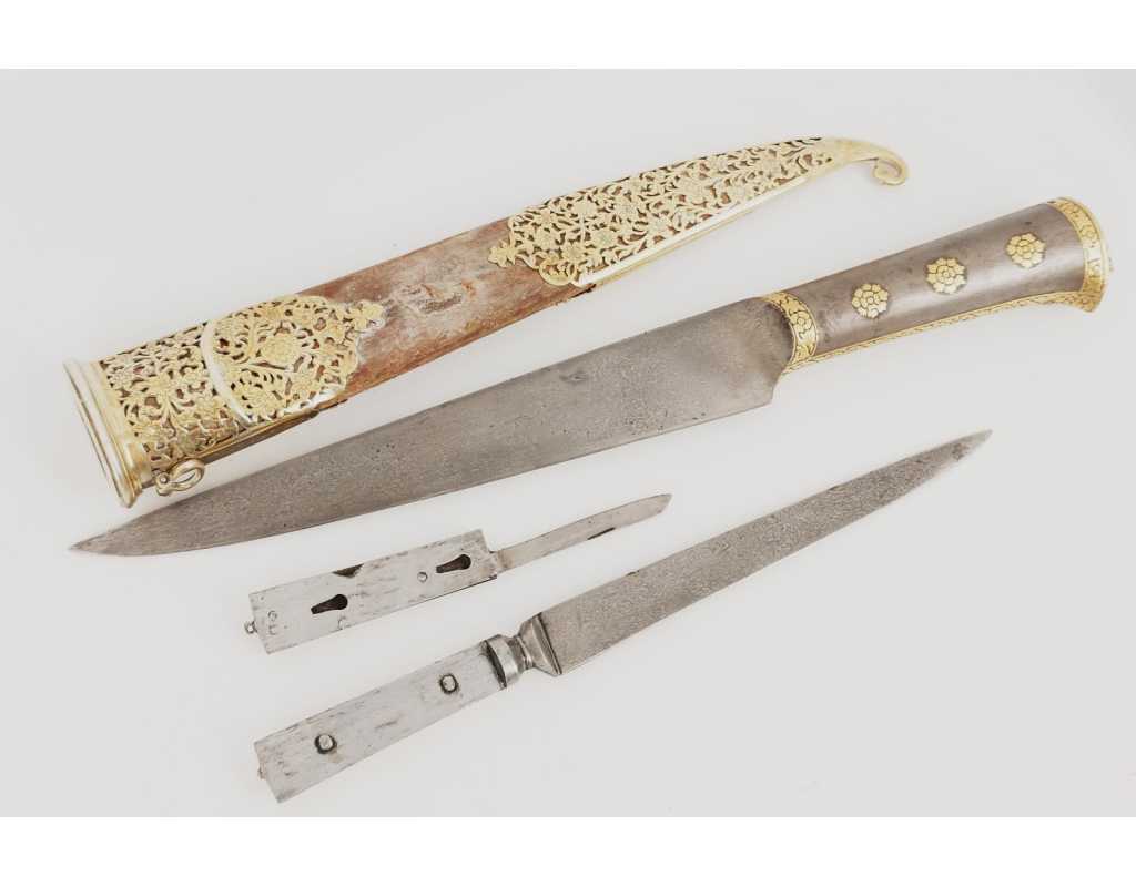Armes Blanches POIGNARD TURQUIE OTTOMANE OU IRAN QAJAR XIXè DAMAS WOOTZ PERSAN ET KOFTGARI EN OR 135302.2 - 32
