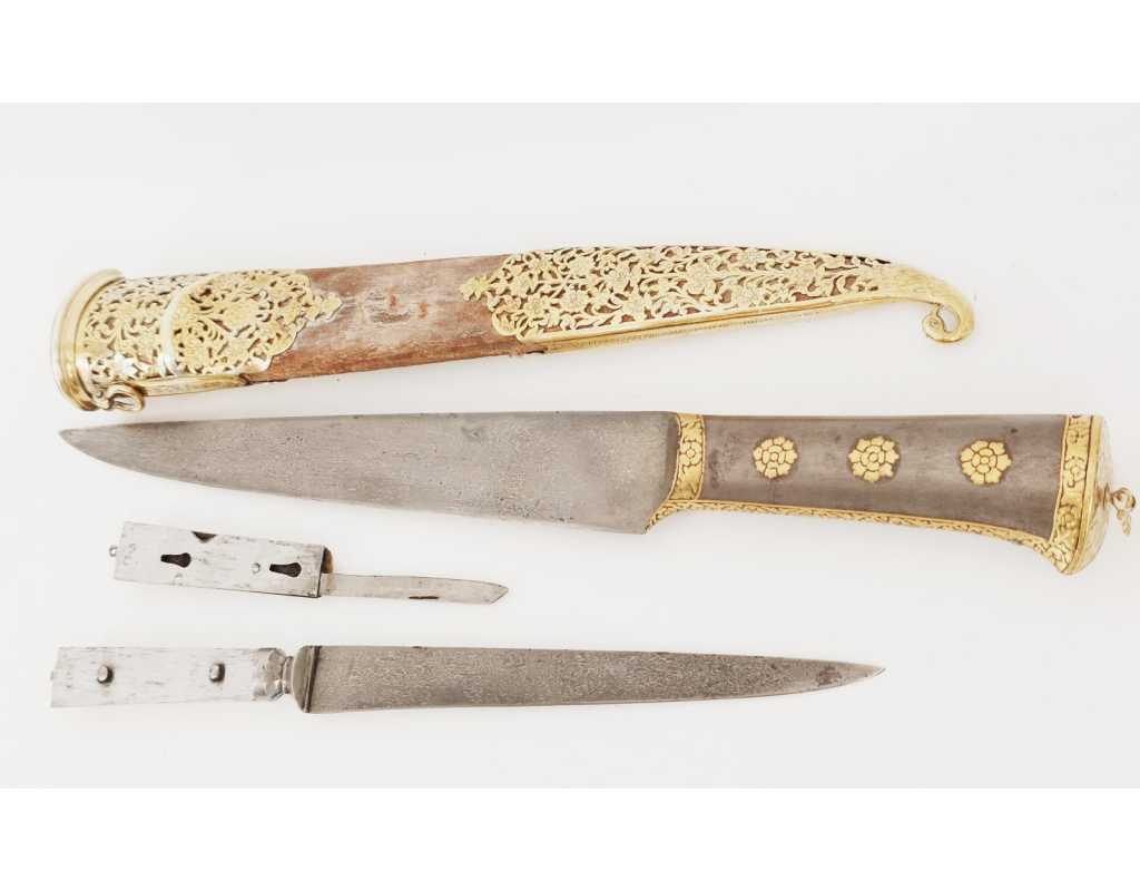 Armes Blanches POIGNARD TURQUIE OTTOMANE OU IRAN QAJAR XIXè DAMAS WOOTZ PERSAN ET KOFTGARI EN OR 135302.2 - 33