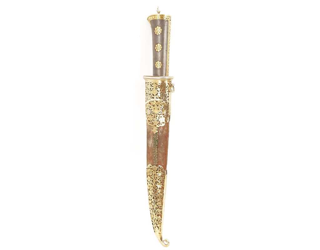 Armes Blanches POIGNARD TURQUIE OTTOMANE OU IRAN QAJAR XIXè DAMAS WOOTZ PERSAN ET KOFTGARI EN OR 135302.2 - 29