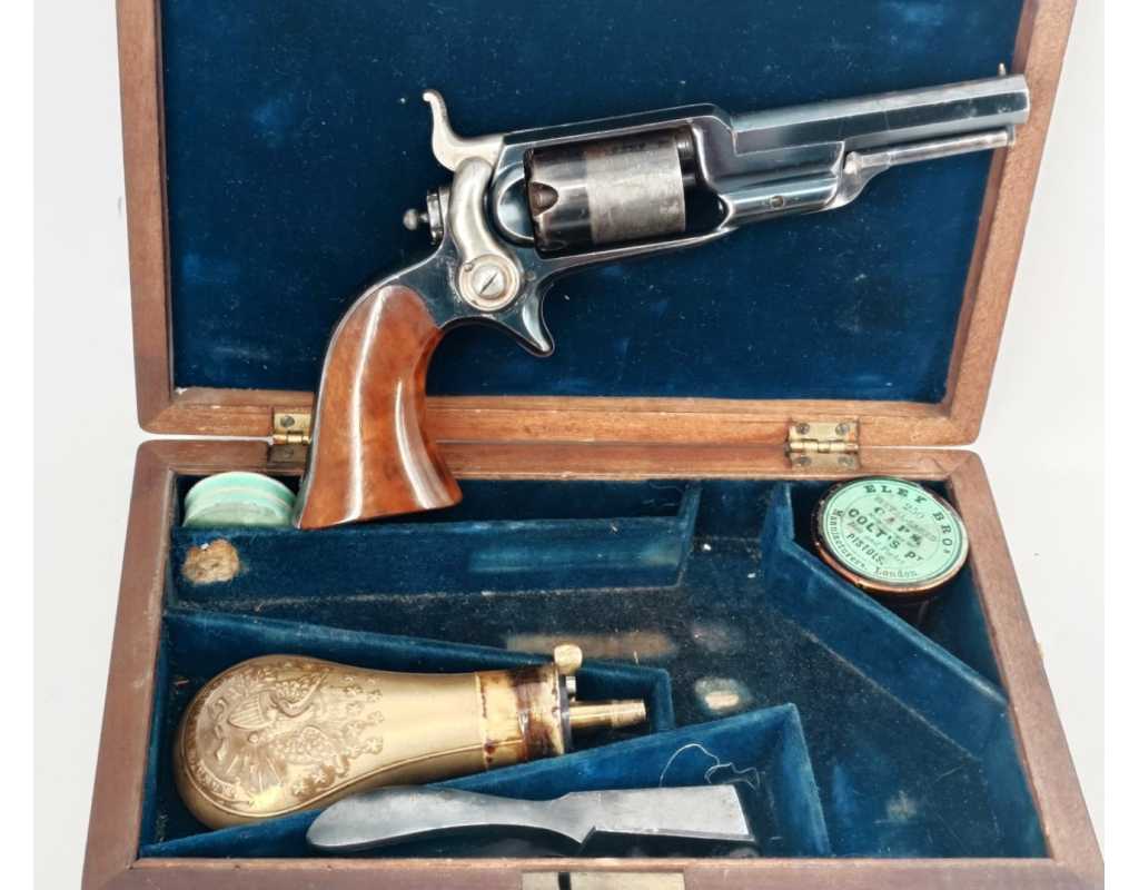 Armes de Poing CIVIL WAR REVOLVER COLT ROOTS SIDEHAMMER MODÈLE 1855 SIDE HAMMER POCKET Calibre 28 EN COFFRET AVEC NOTICE USA