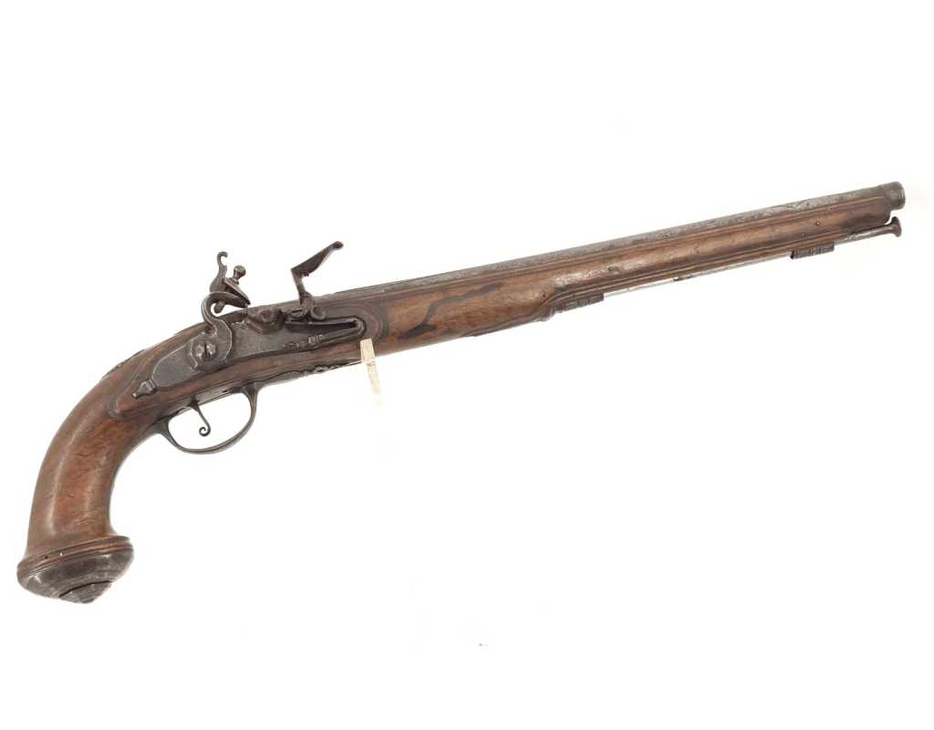 Armes de Poing IMPOSANT PISTOLET DE CAVALIER À SILEX SIGNÉ COULAUX DE VERO À MAICHE EN FRANCHE COMTÉ FRANCE 1720 - 1740 049880-1