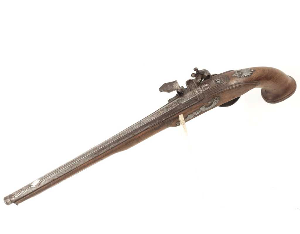 Armes de Poing IMPOSANT PISTOLET DE CAVALIER À SILEX SIGNÉ COULAUX DE VERO À MAICHE EN FRANCHE COMTÉ FRANCE 1720 - 1740 049880-1