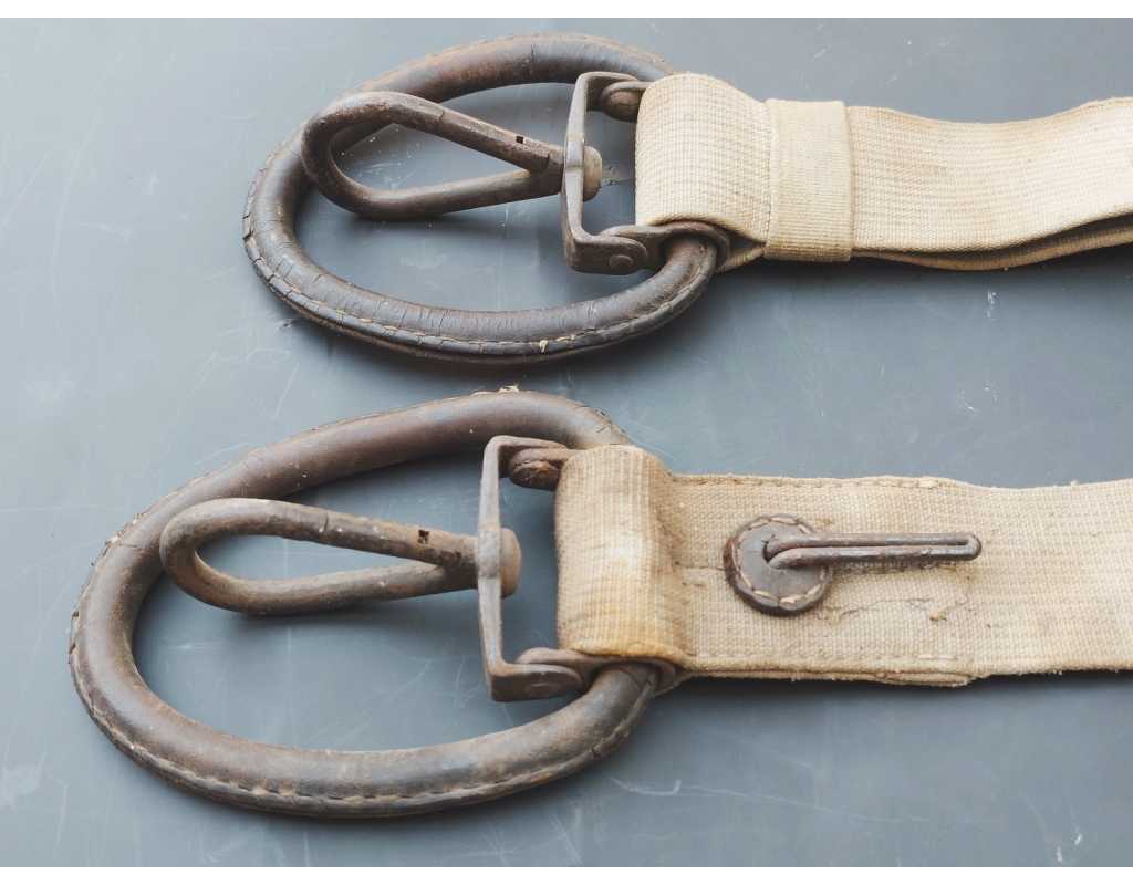 Militaria MG 08 BRETELLE EN TOILE ERSATZ TRANSPORT AFFUT TRAINEAU MITRAILLEUSE MAXIM MG08 WW1 ALLEMAGNE - 2