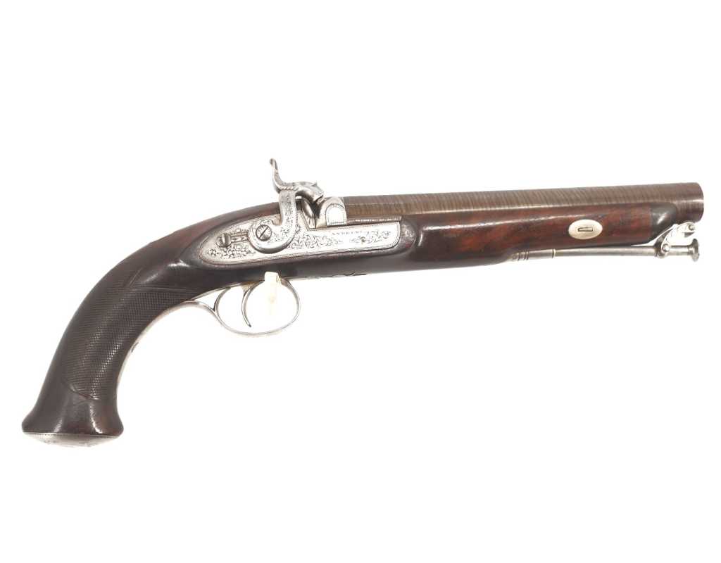 Armes de Poing PISTOLET DE TIR BRITANNIQUE ANDREWS BENJAMIN 1821-1826 ROS-ON-WYE HEREFORD - GB XIXè CALIBRE 17,6mm 1469-62-65 -