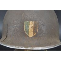 Militaria CASQUE US M1 A1 TROUPES FRANCAISES RESISTANTE VOSGES HIVER 1944 INSIGNE SECTION CIRCULATION - USA / FRANCE Seconde Gue
