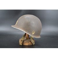 Militaria CASQUE US M1 A1 TROUPES FRANCAISES RESISTANTE VOSGES HIVER 1944 INSIGNE SECTION CIRCULATION - USA / FRANCE Seconde Gue
