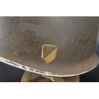 Militaria CASQUE US M1 A1 TROUPES FRANCAISES RESISTANTE VOSGES HIVER 1944 INSIGNE SECTION CIRCULATION - USA / FRANCE Seconde Gue