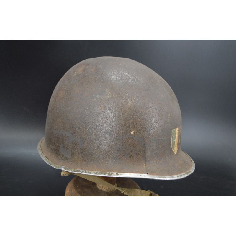 Militaria CASQUE US M1 A1 TROUPES FRANCAISES RESISTANTE VOSGES HIVER 1944 INSIGNE SECTION CIRCULATION - USA / FRANCE Seconde Gue