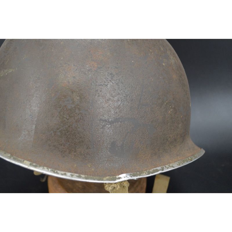 Militaria CASQUE US M1 A1 TROUPES FRANCAISES RESISTANTE VOSGES HIVER 1944 INSIGNE SECTION CIRCULATION - USA / FRANCE Seconde Gue