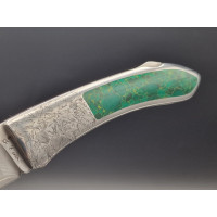 Coutellerie COUTEAU PLIANT D'ART UNIQUE par CHRISTIAN PENOT DAMAS - MALACHITE & GRAVURES  -  France XXè {PRODUCT_REFERENCE} - 5