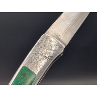 Coutellerie COUTEAU PLIANT D'ART UNIQUE par CHRISTIAN PENOT DAMAS - MALACHITE & GRAVURES  -  France XXè {PRODUCT_REFERENCE} - 7