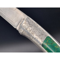 Coutellerie COUTEAU PLIANT D'ART UNIQUE par CHRISTIAN PENOT DAMAS - MALACHITE & GRAVURES  -  France XXè {PRODUCT_REFERENCE} - 8