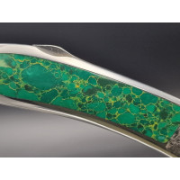 Coutellerie COUTEAU PLIANT D'ART UNIQUE par CHRISTIAN PENOT DAMAS - MALACHITE & GRAVURES  -  France XXè {PRODUCT_REFERENCE} - 11