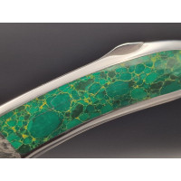 Coutellerie COUTEAU PLIANT D'ART UNIQUE par CHRISTIAN PENOT DAMAS - MALACHITE & GRAVURES  -  France XXè {PRODUCT_REFERENCE} - 12