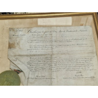 Souvenirs Historiques CADRE EN VERRE    LETTRE ANOBLISSEMENT ETRANGER   CACHET DE CIRE CHARLES X  1824-1830 FRANCE XIXè {PRODUCT