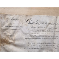 Souvenirs Historiques CADRE EN VERRE    LETTRE ANOBLISSEMENT ETRANGER   CACHET DE CIRE CHARLES X  1824-1830 FRANCE XIXè {PRODUCT