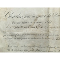 Souvenirs Historiques CADRE EN VERRE    LETTRE ANOBLISSEMENT ETRANGER   CACHET DE CIRE CHARLES X  1824-1830 FRANCE XIXè {PRODUCT