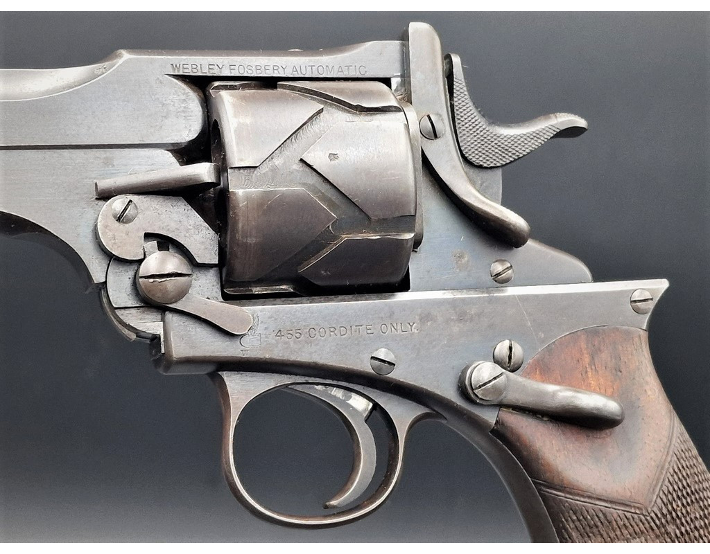 Armes de Poing REVOLVER  SEMI AUTOMATIQUE WEBLEY FOSBERY  D'OFFICIER  P.WEBLEY & SON LONDON   MODELE 1902 Calibre 455  -  GB XXè
