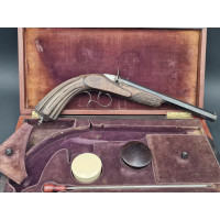 Armes de Poing FLOBERT INVENTEUR BREVETE A PARIS  COFFRET PISTOLET DE TIR DE SALON CALIBRE 22 Flobert ANNULAIRE - FRANCE XIXè {P