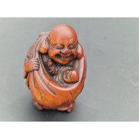 Arts & Armes du Japon HOTEI NETSUKE EN BUIS  SIGNE TOMOCHIKA  -  JAPON PERIODE EDO XIXè {PRODUCT_REFERENCE} - 2