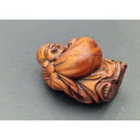 Arts & Armes du Japon HOTEI NETSUKE EN BUIS  SIGNE TOMOCHIKA  -  JAPON PERIODE EDO XIXè {PRODUCT_REFERENCE} - 4