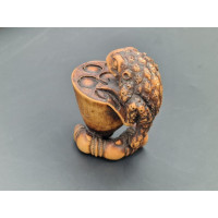 Arts & Armes du Japon NETSUKE EN BOIS  CRAPAUD SUR COQUE DE GRAINE DE LOTUS - JAPON PERIODE MEIJI XIXè {PRODUCT_REFERENCE} - 2