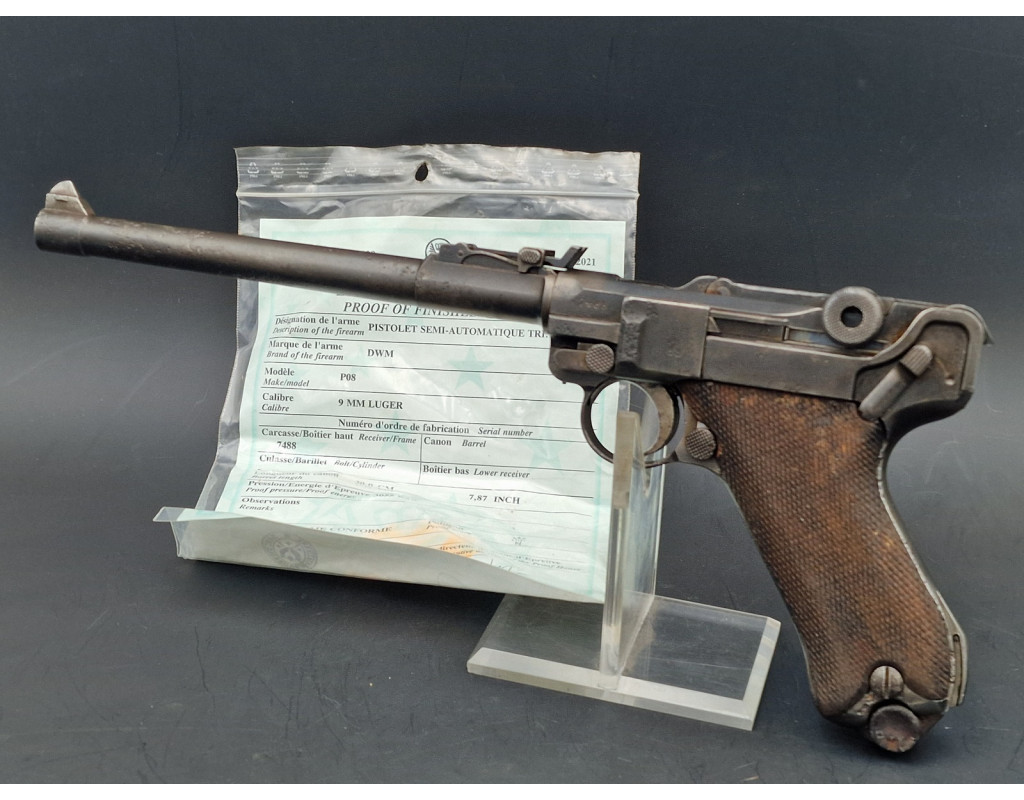 Armes Catégorie B PISTOLET  LUGER   P08 ARTILLERIE  DWM  1917  Calibre 9x19 Parabellum - Allemagne première Guerre Mondiale {PRO