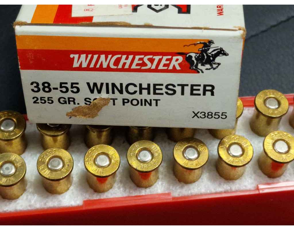 Chasse & Tir sportif BOITE 20 MUNITIONS WINCHESTER  Calibre 38-55 WCF  CARTOUCHES NEUVES 38 55 WINCHESTER SOFT POINT 255 GRAINS 