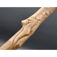 ANTIQUITES ART POPULAIRE CANNE DE MARCHE EN BOIS SCULPTEE  - FRANCE XIXè {PRODUCT_REFERENCE} - 19