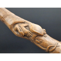 ANTIQUITES ART POPULAIRE CANNE DE MARCHE EN BOIS SCULPTEE  - FRANCE XIXè {PRODUCT_REFERENCE} - 23