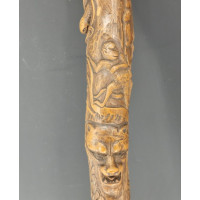 ANTIQUITES ART POPULAIRE CANNE DE MARCHE EN BOIS SCULPTEE  - FRANCE XIXè {PRODUCT_REFERENCE} - 5