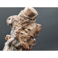 ANTIQUITES ART POPULAIRE CANNE DE MARCHE EN BOIS SCULPTEE  - FRANCE XIXè {PRODUCT_REFERENCE} - 6