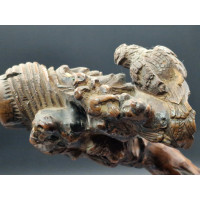 ANTIQUITES ART POPULAIRE CANNE DE MARCHE EN BOIS SCULPTEE  - FRANCE XIXè {PRODUCT_REFERENCE} - 12