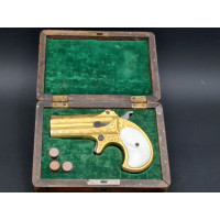 Armes de Poing LUXUEUX PISTOLET REMINGTON DOUBLE DERINGER Gravé Doré en COFFRET  Calibre 41RF RIMFIRE - US XIXè {PRODUCT_REFEREN