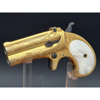 Armes de Poing LUXUEUX PISTOLET REMINGTON DOUBLE DERINGER Gravé Doré en COFFRET  Calibre 41RF RIMFIRE - US XIXè {PRODUCT_REFEREN