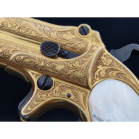 Armes de Poing LUXUEUX PISTOLET REMINGTON DOUBLE DERINGER Gravé Doré en COFFRET  Calibre 41RF RIMFIRE - US XIXè {PRODUCT_REFEREN