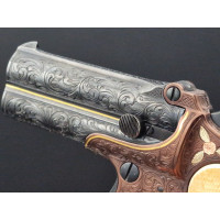 Catalogue Magasin LUXUEUX PISTOLET REMINGTON DOUBLE DERRINGER Gravé Doré en COFFRET  Calibre 41RF  RIMFIRE - US XIXè {PRODUCT_RE