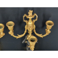 ANTIQUITES PAIRE DE CANDELABRES EPOQUE PREMIER EMPIRE A TROIS BRAS DE LUMIERE DANS LE GOUT DE THOMIRE {PRODUCT_REFERENCE} - 6