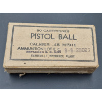 Militaria WW2 BOITE VIDE MUNITION CARTON PARACHUTAGE FRANCE JUIN 1944 PISTOL BALL CALIBER 45 ACP COLT 1911 EVANSVILLE MAI 1944 {