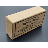 Militaria WW2 BOITE VIDE MUNITION CARTON PARACHUTAGE FRANCE JUIN 1944 PISTOL BALL CALIBER 45 ACP COLT 1911 EVANSVILLE MAI 1944 {