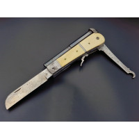 Armes de Poing COUTEAU PISTOLET A PERCUSSION CALIBRE 8mm LAME NOGENTAISE LANGRES vers 1850 - FRANCE BELGIQUE XIXè {PRODUCT_REFER